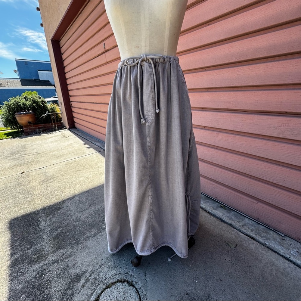 Free People Taupe Utility Parachute Maxi Skirt Adjustable Hem Size M